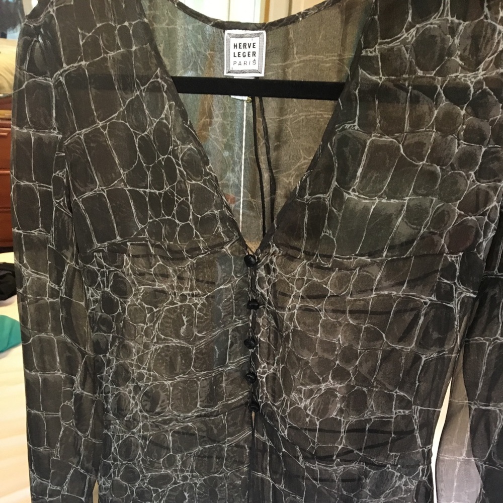 Herve Leger Paris: women’s sheer long sleeve top